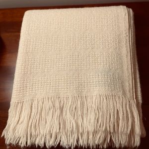 Vintage Faribo Ivory Wool Blend Throw; Perfect; Faribault Woolen Mills 48” x 52”